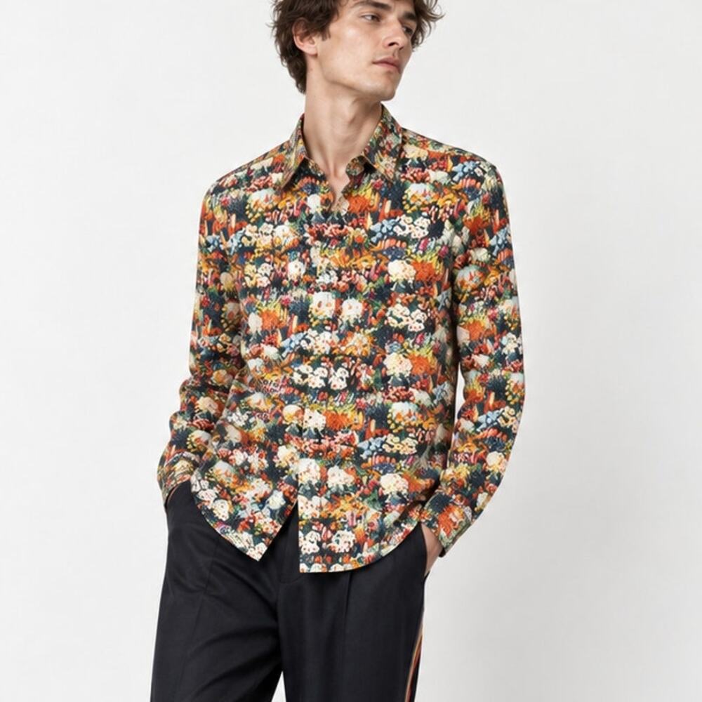 Paul Smith 50th Anniversary Floral Print Shirt Viscose made in Italy size Large
